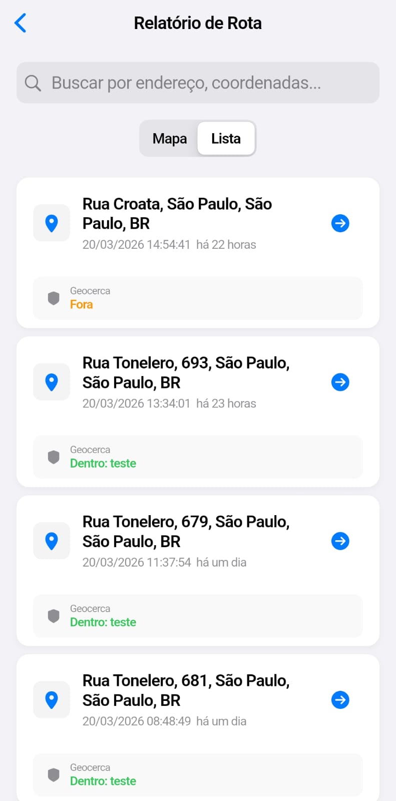 Rota em Lista